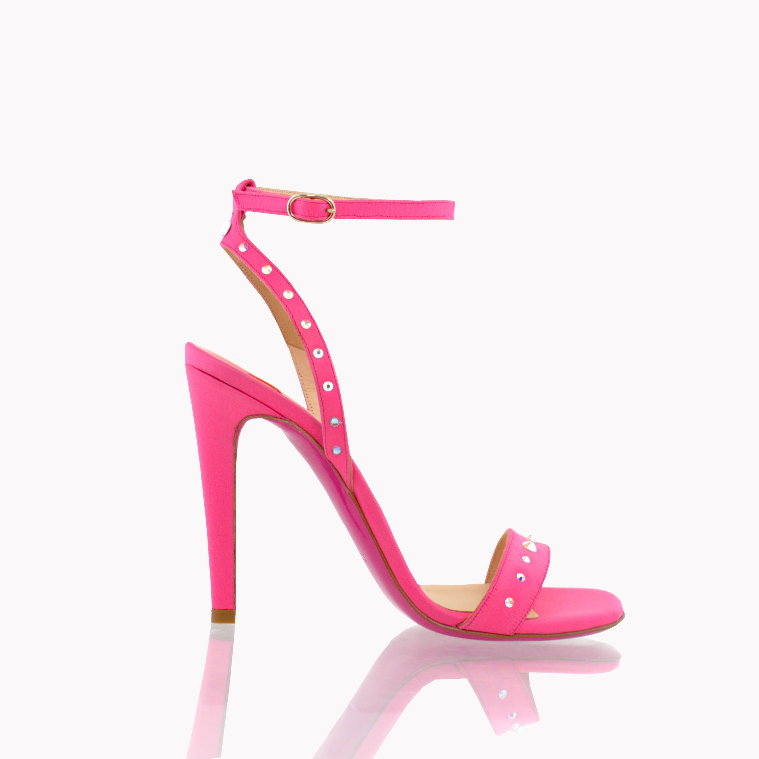“Federica sandalo raffinata in raso fuxia e dettagli Swarovski tacco 115mm OL JIMMY”