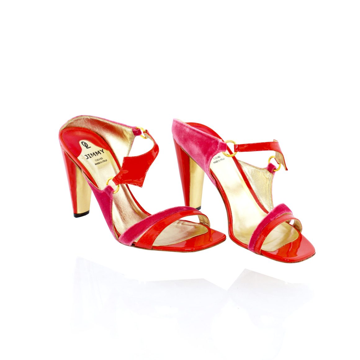 “Gaia, sandalo raffinato elegante velluto e pelle liscia con tacco a"lto100 mm" OL JIMMY”